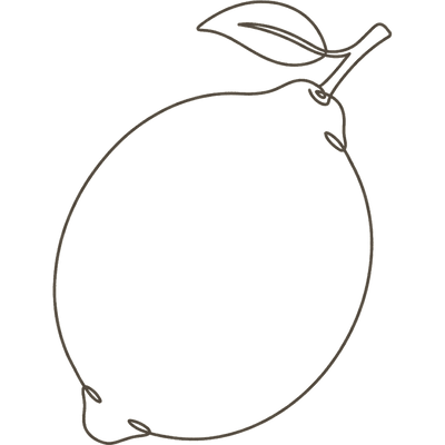 Line illustration of a lemon: at 14 weeks pregnant your baby is about the size of a lemon, roughly 8.7cm crown to rump