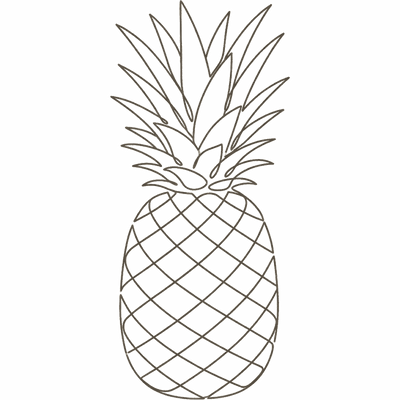 Line illustration of a pineapple: at 27 weeks pregnant your baby is about the size of a pineapple, roughly 23 to 25cm crown to rump
