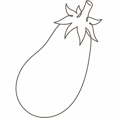 Line illustration of an aubergine: at 28 weeks pregnant your baby is about the size of a large eggplant, roughly 25cm crown to rump