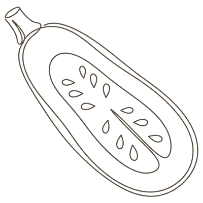 Line illustration of a marrow cut in half lengthways: at 32 weeks pregnant your baby is about the size of a large squash, roughly 28cm crown to rump