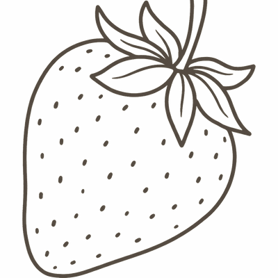 Line illustration of a strawberry: at 9 weeks pregnant your baby is about the size of a strawberry, roughly 22mm