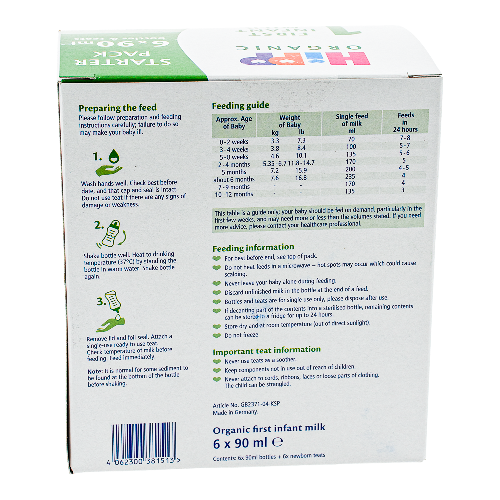 HiPP UK Stage 1 Formula Starter Pack (6 x 90ml) | Save Up to 30% on ...