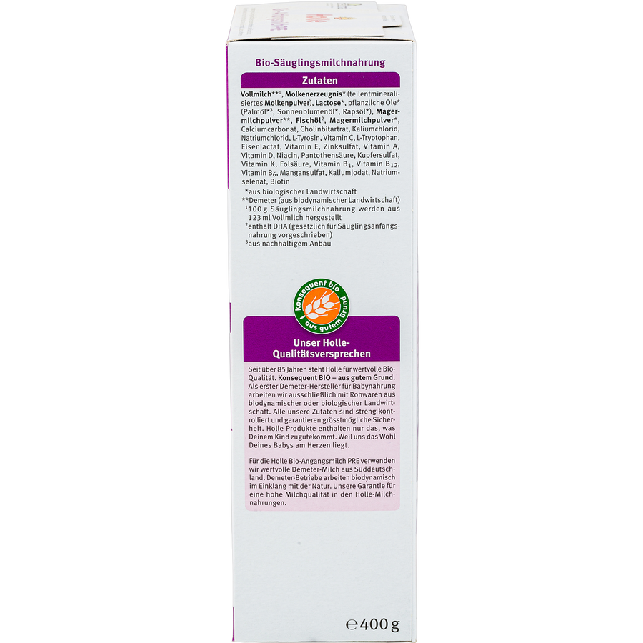 Holle pre formula ingredients 2025